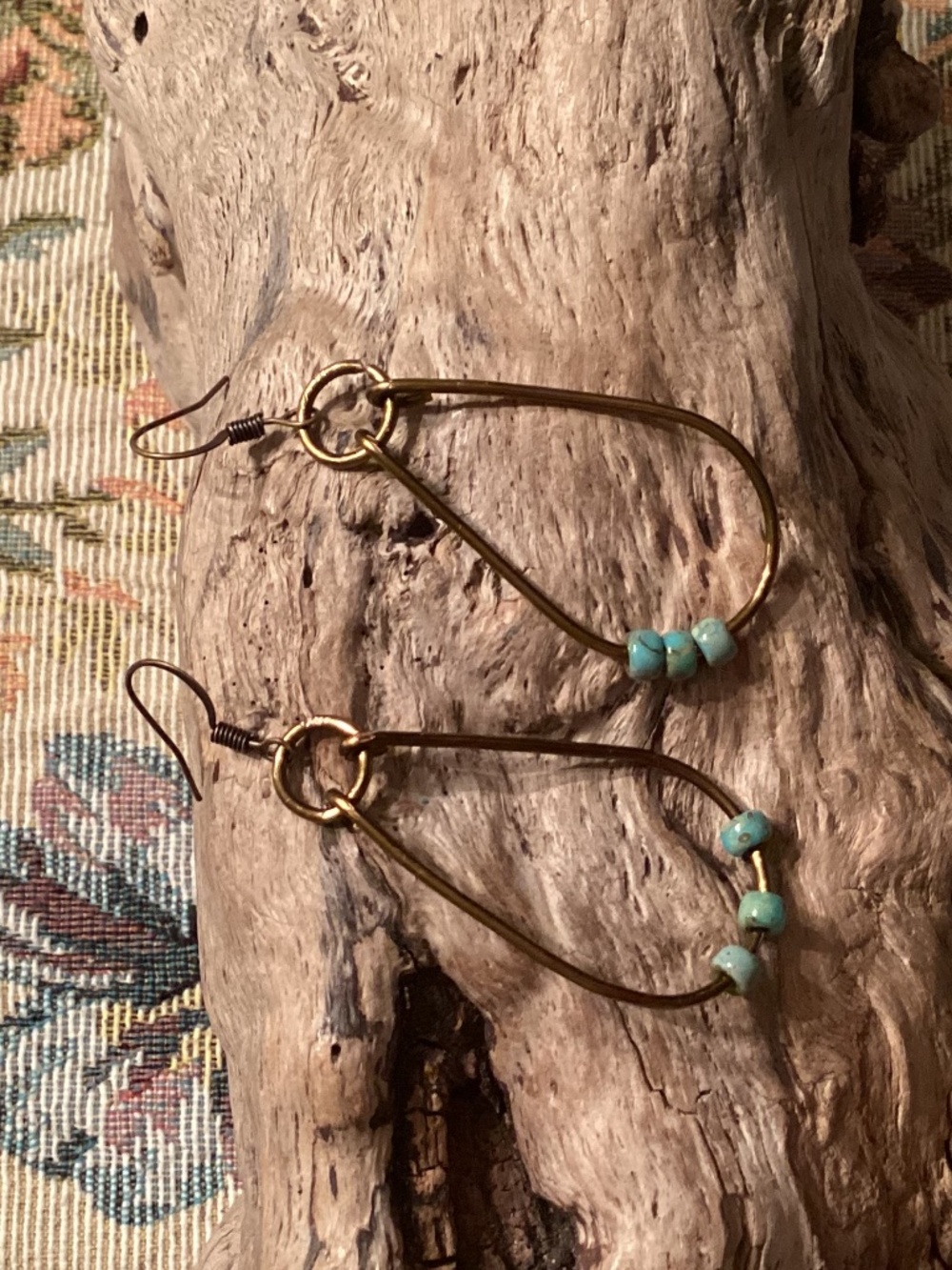Minimalist Oval Bronze Hoop Bead Earrings